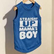 LUCKIE LABO 1件裝 Mama's Boy 字母熱門標語圖案寵物背心，物理防蚤、減少掉毛、保暖透氣，適合大型犬、小型犬與貓，室內外皆可用 - 藍色 - 查看 15