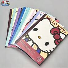 Cuaderno B5 de la serie SANRIO, Kitty, My Melody, Kuromi, Cinnamoroll, Pom Pom Purin, Pochacc, serie 8 de personajes clásicos, estilo aleatorio enviado, cuaderno de suministros de oficina diarios, escritura cómoda, encuadernación cosida no se cae fácilmente, registros de oficina, planificador, imprescindible para fans de SANRIO - Multicolor - Ver 3
