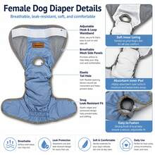 Pet Sanitary Panties Dog Diapers For Female Dogs In Heat Anti-Harassment Large Dog Pet Diapers Pet Supplies - Baby Blue - View 5