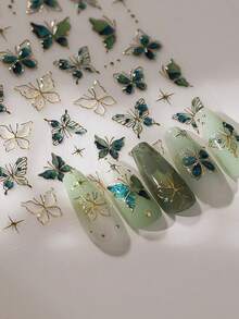 1 pieza Pegatina de uñas con mariposa de gelatina 5D en relieve brillante, diseño de mariposa con concha esponjosa de cristal brillante de colores, tema de dibujos animados - Calcomanías de arte de uñas autoadhesivas, decoración de uñas, pegatinas de uñas - Multicolor - Ver 6