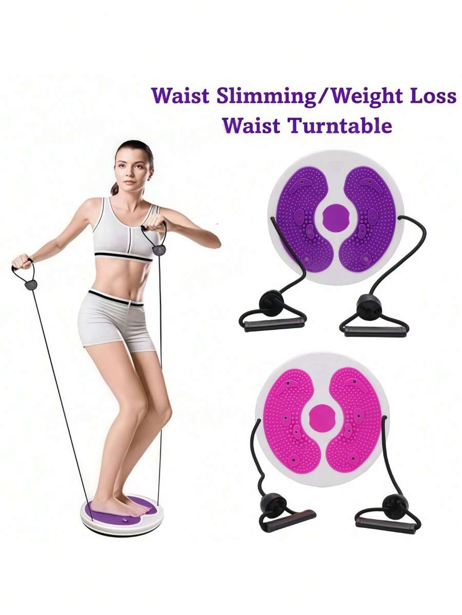 1PC Portable Waist Disc Set With Resistance Band, 3D Textured Foot Massage Plate To Stimulate Acupoints And Promote Blood Circulation, Suitable For Gym Or Home Fitness, Can Be Used For Pilates And Yoga, Home Fitness Waist , Waist Exercise Machine - Suitable For Foot Massage Exercise, Women's Weight Loss And Fitness, Weight Capacity Up To 100KG - Multicolor - View 1