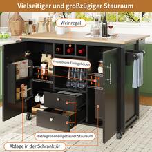 Kitchen Island Buffet With Sliding Table White/Black - 黑色 - 查看 8
