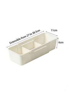 1pc Adjustable Drawer Organizer, Expandable Drawer Divider, Multi-Purpose Storage Box Suitable For Kitchen Utensils, Office Supplies, Bathroom Cosmetics, Bedroom Essentials - White - View 14