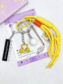 1 Set Original Dopamine Color Golf Ball Golf Course Car Keychain Set, Essential Item For Golf Enthusiasts, Ideal Small Gift For Golf Course Anniversary Events. Women's Summer Charming Bag Charm, Beach Holiday Essential, Also The Most Suitable Bridesmaid Gift - Multicolor - View 4