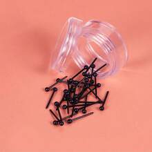 1 Box 30Pcs Hypoallergenic Black Plastic Post Ear Sticks, 15mm Invisible Ear Bars, Unisex Daily Piercing Earrings For Men Women - Black - View 2