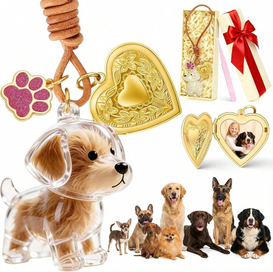 Forever Pup Dog Hair Collector Keychain Dog Fur Keepsake Pet Memorial Gifts For Dogs Pets Fur Memory Charm With Storage Photo - White - View 1