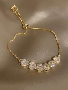 Andkiss Fashionable Elegant Rhinestone Decorated Bracelet - Gold - View 1