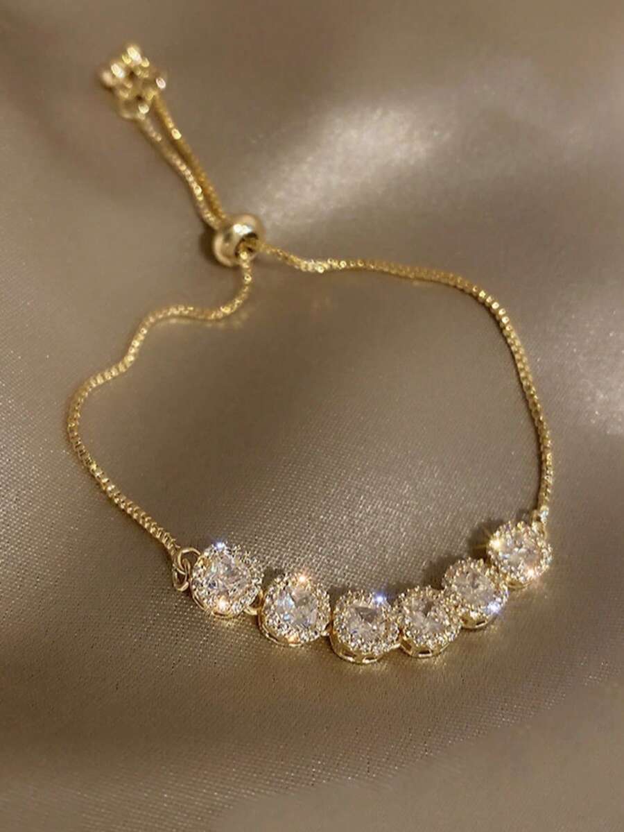 Andkiss Fashionable Elegant Rhinestone Decorated Bracelet - Gold - View 1