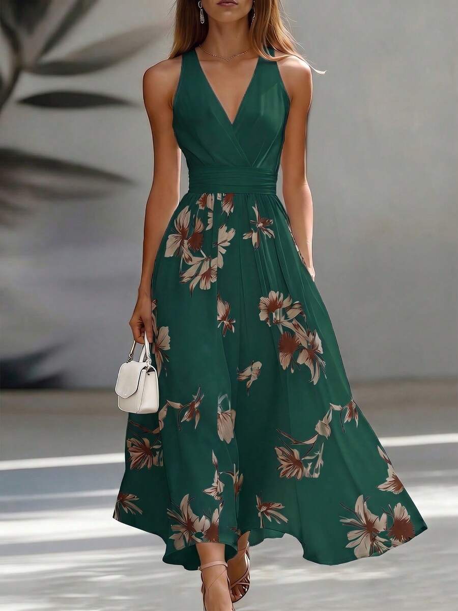 Women Midi Dresses - 深綠色 - 查看 1