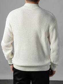 ZYNTH BALENO Men's Fashion 7-Gauge Jacquard Half-High Neck Long Sleeve Sweater, Suitable For Gym Workout Sports - Apricot - View 4