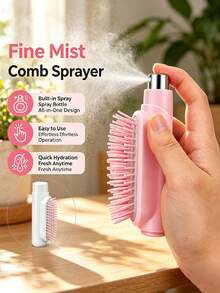 Portable 2-In-1 Spray Comb With Built-In Spray Bottle, Hydrating Comb With Soft Round Bristles, Detangling Massage Comb, Perfume Refill Bottle, Liquid Dispenser Bottle, Perfume Bottle - Multicolor - View 1