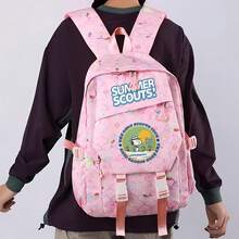 Miniso Pink Mermaid Scale Snoopy Summer Scouts Print 3Pcs Backpack Set Lightweight Multi Compartment Adjustable Wide Strap Student School Bag Handheld Mini B - Pink - View 3