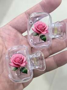花卉圖案牙刷架，適用於各種尺寸牙刷，附通風孔可保持刷頭清潔乾燥，透明花卉圖案牙刷收納盒，適合女性與女孩旅行使用，防塵保護 - 彩色 - 查看 3