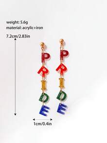 1 paire de boucles d'oreilles pendantes triangulaires avec barres de couleur arc-en-ciel et franges en acrylique, thème Happy Celebration, pour femmes, filles, LGBT, amoureux, fête, mois de la Fierté, bijoux - Multicolore - Voir 4