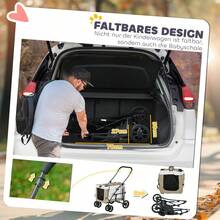 Carrinho de passeio 2 em 1 para cães, carrinho dobrável para cães e gatos para animais de estimação de até 10 kg, carrinho para gatos com almofadas, janelas de malha, portas, cesto de armazenamento, carrinho para gatos, verde escuro, On-Site - Marrom claro + tecido Oxford - Ver 6