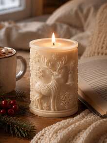 1pc 3D Reindeer Bell Snowflake Cylinder Silicone Candle Mold, All-Around Embossed Reindeer Bell + Large And Small Snowflake Column Style, Flexible, Heat-Resistant, Non-Stick, Easy Release, Reusable, Suitable For Aromatherapy Candles, Plaster, Clay, Cement, Epoxy Resin Casting, Winter Christmas Window Sill Decor, Holiday Handmade Gift Making Mold - Silicone Mold - View 3