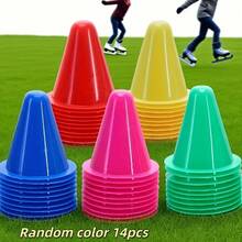 14PCS Colorful Training Cones Stackable Base Agility Speed Training Equipment Indoor And Outdoor Football Basketball Skating Durable Plastic 5 Colors Assorted Sports Markers Random Colors,Soccer Training Equipment,Playground Prep,Workout Equipment - Mix - View 2
