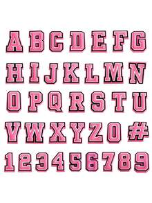 Random Style 20pcs/40pcs Pink Letter & Number Shoe Charms, Classic Fashion Unisex Shoe Accessories For Shoes/Clothes Decoration - Multicolor - View 4
