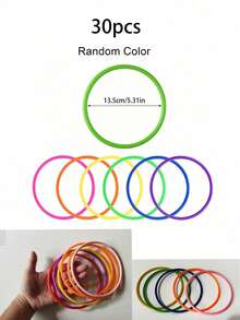30pcs/10pcs/2pcs Juego de Lanzamiento de Aros de Plástico Multicolor, Aros de Carnaval, Para Juegos de Práctica de Velocidad y Agilidad, Juegos de Jardín y Patio al Aire Libre, Juegos de Despedida de Soltera, Regalos de Fiesta de Cumpleaños y Vacaciones de Carnaval, Accesorios de Fiesta de Festival de Playa y Césped (Colores Aleatorios) - Multicolor - Ver 12
