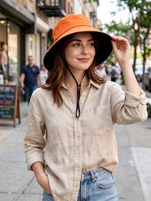 1pc Women's Reversible Minimalist Fashion Bucket Hat For Daily And Outdoor Wear - A - View 2