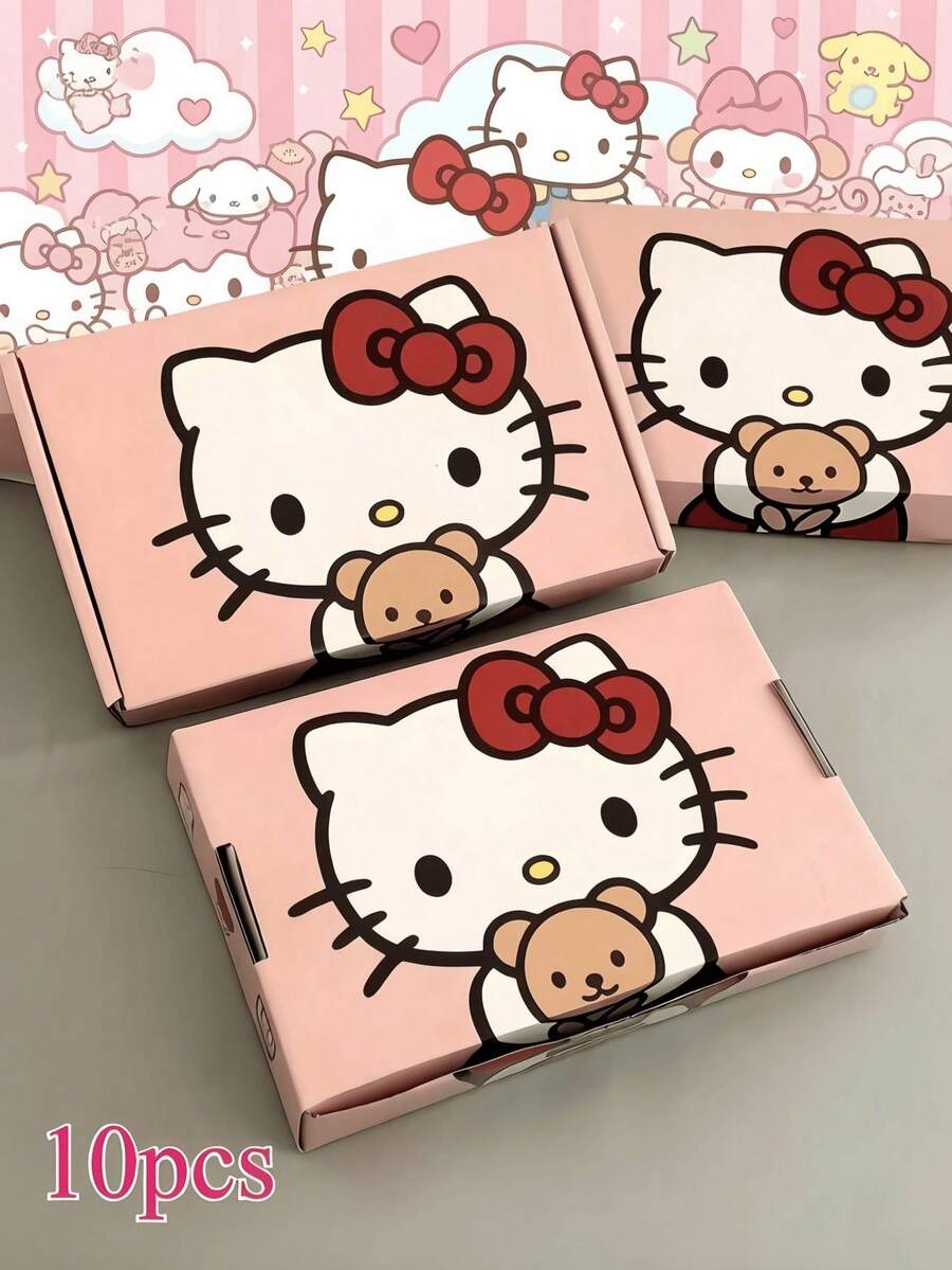 SANRIO-3件/6件可愛KT貓粉色飛機禮盒,卡通熊圖案禮盒,適用於化妝品、文具、小禮物可愛包裝盒,返校季 - A - 查看 1