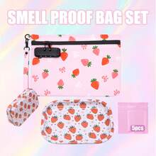 Portable Odor-Proof Bag Set. Simple Storage Bag Set. Odor-Proof Bag With Password Lock And Carbon Fiber Lining, Equipped With Metal Tray, Storage Box And Sealable Bag, Wide Wrist Strap, Suitable For Carrying Out For Travel, Office, Friends Gathering And More. The Best Gift For Yourself And Friends. - Multicolor - View 9