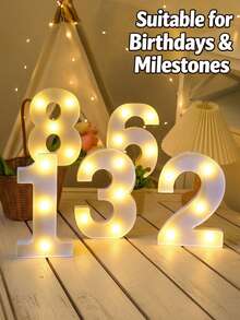 1/3/4/5 Stück LED Zahlenleuchten (16cm/21cm) - romantisches warmweißes Licht, Geburtstag, Hochzeit, Jahrestag, Party Dekoration | Heiratsantrag Dekoration - Weiß - Übersicht 2