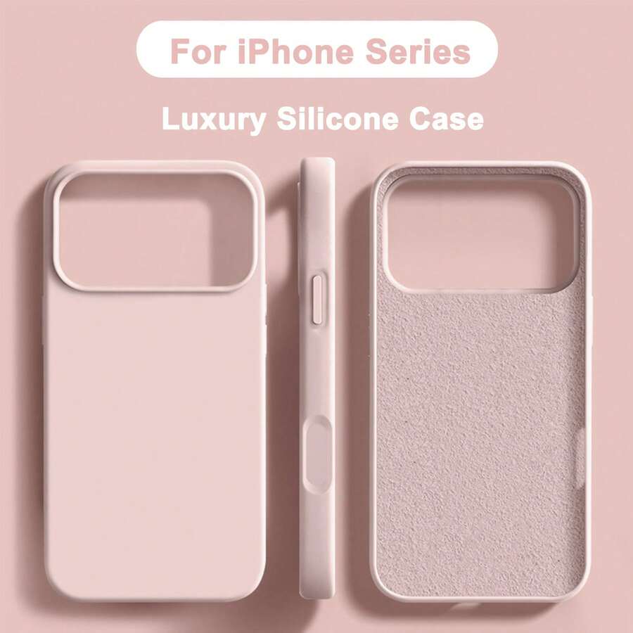 液態矽膠 3 層全包覆軟膠手機殼,適用於 iPhone 17 Pro 17 Pro Max 17,清新夏季配色,防震保護殼附防刮微纖維內襯,相容 iPhone 13 11 16 Pro Max 15 14 Plus 12 Mini XS Max 7 8 Plus - 灰粉 - 查看 1