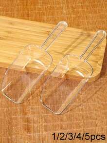 1/2/3/4/5pcs Transparent Plastic Ice Scoop, Multi-Functional Refrigerator Ice Tray Scoop, Multi-Purpose Kitchen Scoop, Ice Scoop Bath Scoop, Food Candy Sugar Scoop, Frosted Transparent Ice Scoop, Milk Tea Shop Kitchen Grain Ice Scoop - Multicolor - View 1