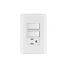 TRUPER KIT 2 PC - Plate With Outlet And 2 Single Switches, Basic - White - View 2