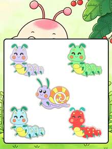 5/10pcs Colorful Caterpillar Series DIY Fashion Sandal Accessories, Detachable Perforated Sandal Decorations, Suitable For Jelly Sandals, Beach Bags, Great Choice For Birthday Gifts And Party Favors - Cute Caterpillar - View 2