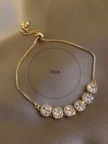 Andkiss Fashionable Elegant Rhinestone Decorated Bracelet - Gold - View 3