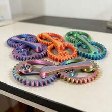 1pc 3D Printed Smooth Rotating Stress Relief Gear, Small Desktop Fidget Toy - Multicolor - View 1