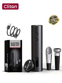 CLITON Rechargeable Electric Wine Opener Gift, 4 Options: Single Opener, Basic Kit, Classic Kit, Premium Kit, Wonderful Gift For New Year, Christmas, Valentine's Day, Birthday, Wedding & Housewarming, Perfect Present For Home Bar - Other - View 14