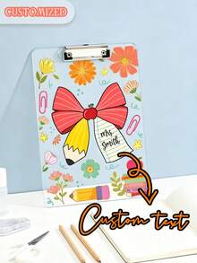 Custom Teacher Name Floral Acrylic Clipboard Personalized School Pencil Board Teacher Appreciation Gift Classroom Decor Student Back To School Gift Teacher's Day Christmas Graduation Season Gift - Multicolor - View 4