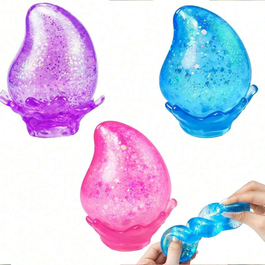 1pc Glitter Crystal Soft Stress Ball Toy, Soft Squeeze Toy, Suitable For Children, Teenagers, Adults, Autism, Anxiety Relief, Classroom Prizes, Party Favors, Filler Gifts, Carnival Gifts, Birthday Party Gifts - Multicolor - View 1