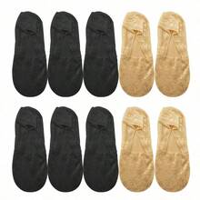 chuanwa(2) 1/5/10 Pairs Of Women's Openwork Floral Lace Invisible Summer Thin Breathable Silicone Anti-Slip Flats High Heels Invisible Boat Socks - Multicolor - View 11