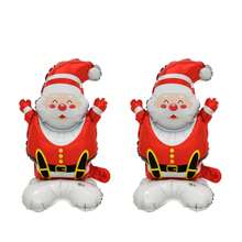 Small Standing Jumping Cheering Santa Claus Balloon Christmas New Year Party Decoration - Multicolor - View 2