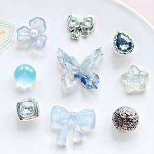 9pcs/Set Holographic Electroplated Butterfly Cartoon Clogs Shoe Charms - Grey - View 1