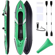 11.5 FT Tandem Touring Kayak With Aluminum Paddles For Adults Fishing Lake River - Green - View 9