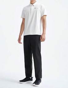 XTEP 男士透氣休閒運動短袖 Polo 衫，夏季 - 白色 - 查看 4