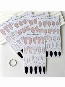 10pcs Reusable PVC Nail Art Tracing Cards, Waterproof Plastic Nail Art Practice Cards, Handmade Nail Art Training Cards For Beginners, Nail Artist Design Drawing Practice Board, Nail Salon Accessories Tools - Multicolor - View 3