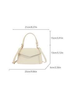 1 pieza Bolso de mano cuadrado pequeño de color blanco sólido de PU para mujeres - Blanco - Ver 6