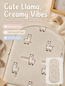 Cute Cartoon Alpaca Animal Seat Cushion, Baby Stroller Seat Pad, Newborn Baby Mat, Stroller Accessories, 5-Point Safety Harness Backrest Cushion, All-Season Use - Multicolor - View 3