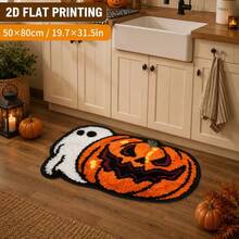 1pc Halloween Pumpkin Ghost Doormat, Home Decor, Area Rug, Casual Blanket, Bedside Rug, Absorbent Mat, Washable Carpet - Multicolor - View 5