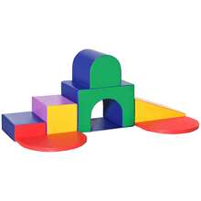 HOMCOM 7 TLG. Schaumstoff Bausteine Kinder Softbausteine Weiche Grossbausteine Schaumstoffblöcke für 1-3 Jahre alt Kinder Bausteinset Mehrfarbig - Verschiedenfarbig - Übersicht 5