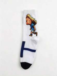 1 Pair Unisex Q-Version 360° Print Mid-Calf Socks, Football Fan Versatile Couple Socks, Q-Version Haaland Football Print Mid-Calf Socks - Multicolor - View 8