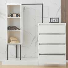 Pink Sideboard With Drawers - Corner Furniture Set - White - View 3