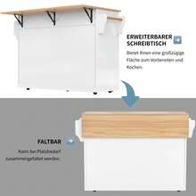 Kitchen Island White Made Of Wood For Kitchen - 原木色與白色 - 查看 10
