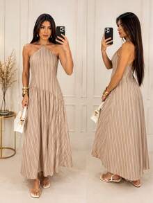 Women Long Dresses - Beis - Ver 2